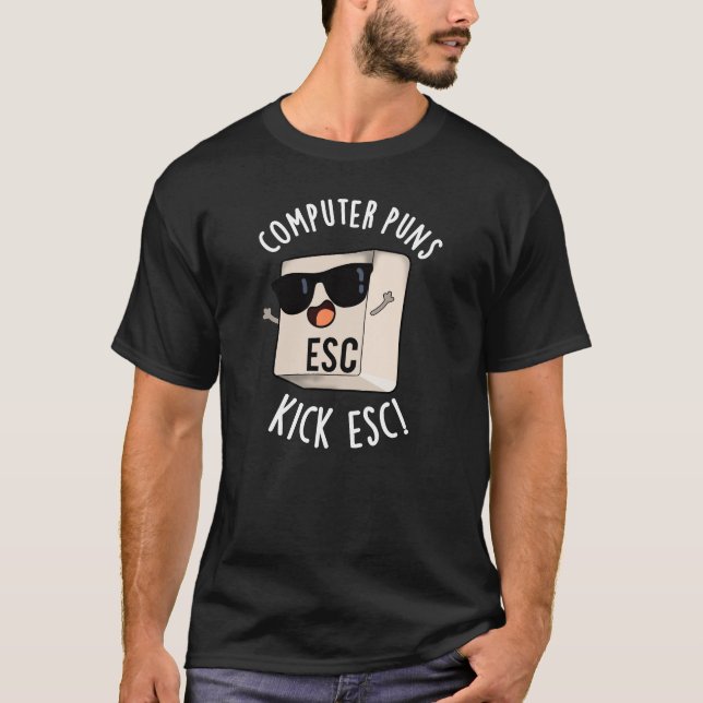 Computerpistolen Kick Esc Funny Keyboard Puff Dark T-Shirt (Vorderseite)