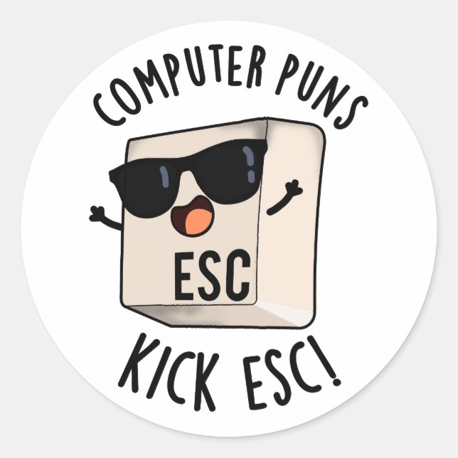 Computerpistolen Kick Esc Funny Keyboard Puff Runder Aufkleber (Vorderseite)