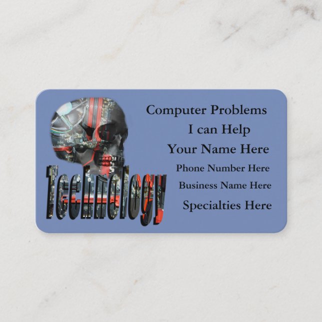 Computerprobleme Blaue Logo-Visitenkarten Visitenkarte (Vorderseite)