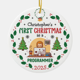 Computerprogrammierer Erste Weihnachten Personalis Keramik Ornament