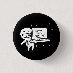Computerschüler hören nie auf zu lernen button