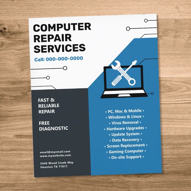 Computerservice Blue Flyer (Computer Repair Services Blue Flyer)