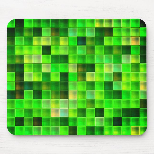 Computerspiel-Pixel grünes Quadratmuster Mousepad (Vorne)