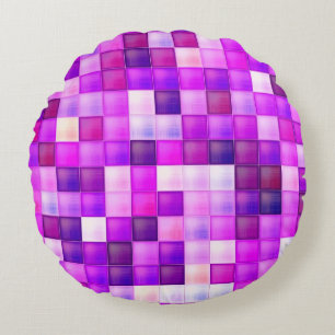 Computerspiel-Pixel Rosa Quadratmuster Rundes Kissen