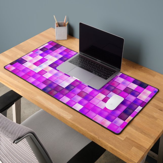 Computerspiel-Pixel Rosa Quadratmuster Schreibtischunterlage (Büro 2)