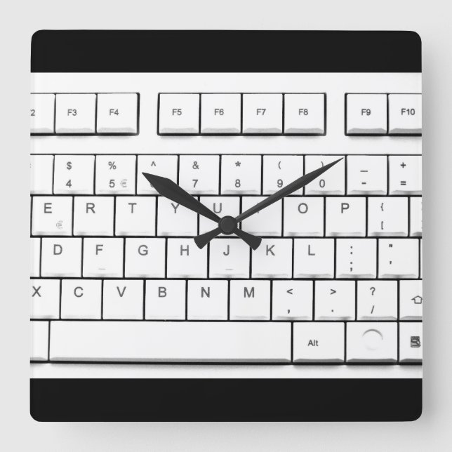 Computertastatur Quadratische Wanduhr (Vorderseite)