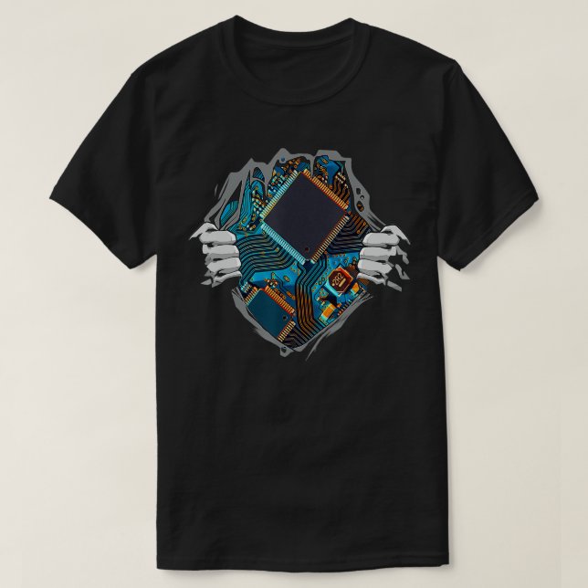 Computertechnik mit CPU Chip Circuit Mo T-Shirt (Design vorne)