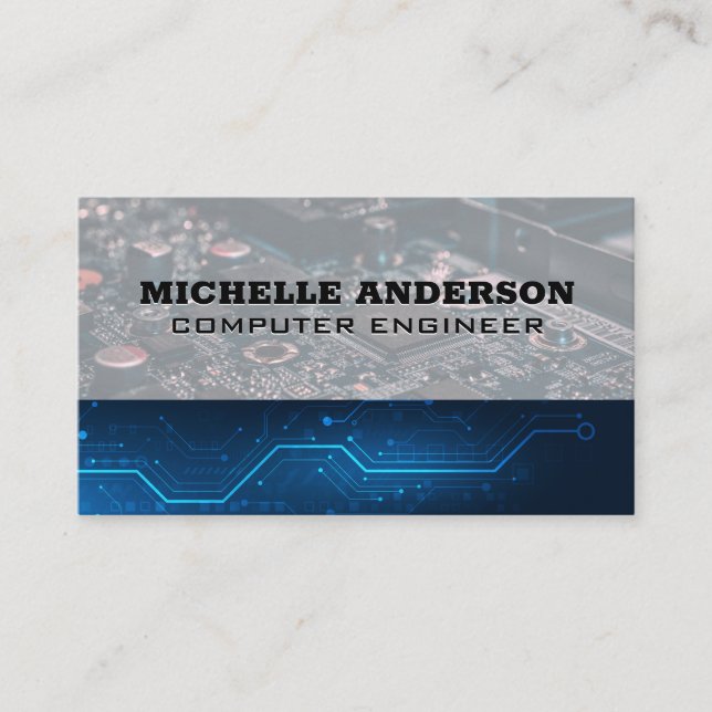 Computerteile | Hardware-Tech-Hintergrund Visitenkarte (Vorderseite)