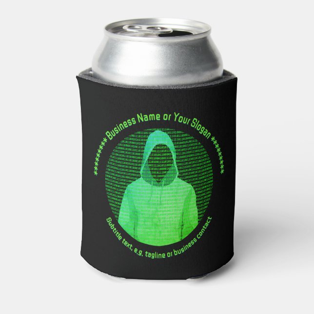 Computerthema Cybercrime Hooded Hacker - eigener T Dosenkühler (Kanne Rückseite)