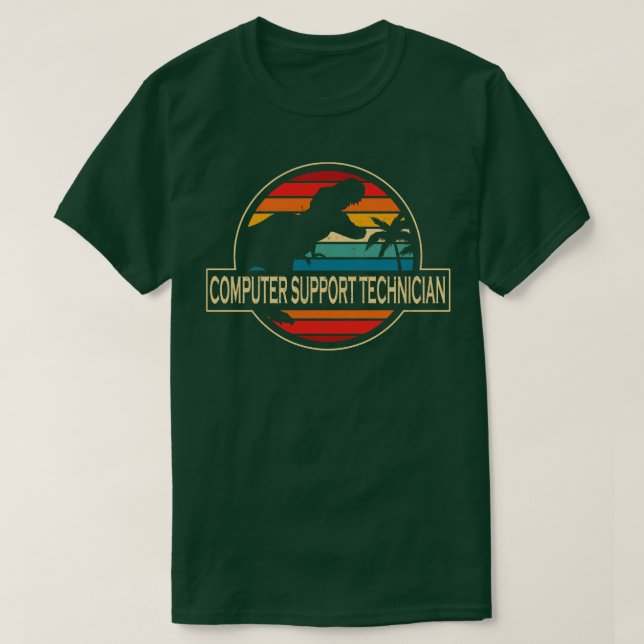 Computerunterstützungstechniker Dinosaurier T-Shirt (Design vorne)