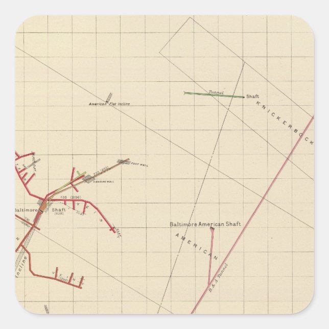 Comstock Mine Maps Number VIX Quadratischer Aufkleber (Vorderseite)