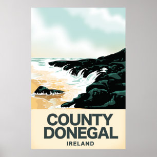 Comté Donegal Affiche de voyage en bord de mer