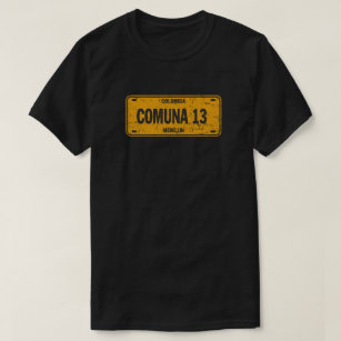 Comuna 13 Medellin Kolumbien Lizenzschild T-Shirt