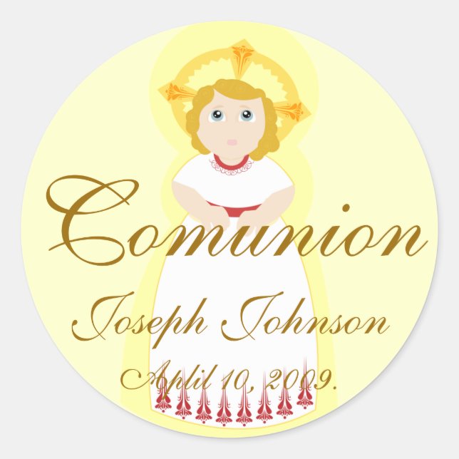 "Comunion"-Aufkleber-individuell anpassen Runder Aufkleber (Vorderseite)