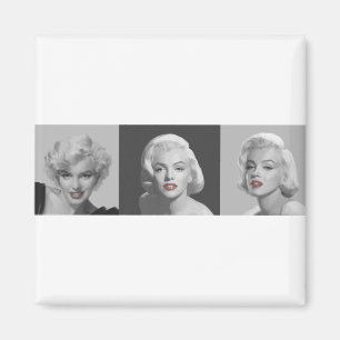 CON18BWRD Marilyn Trio-rote Lippen blaues Eyes.tif Magnet