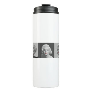 CON18BWRD Marilyn Trio-rote Lippen blaues Eyes.tif Thermosbecher