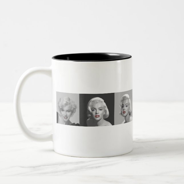 CON18BWRD Marilyn Trio-rote Lippen blaues Eyes.tif Zweifarbige Tasse (Links)