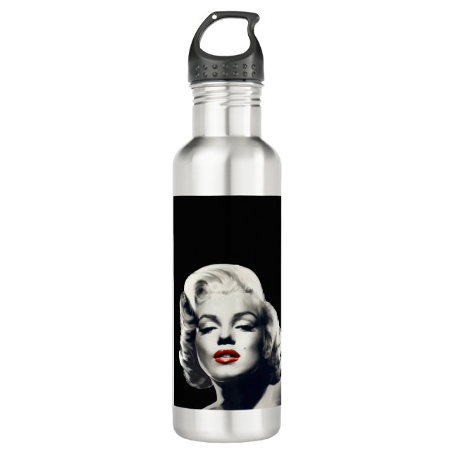CON24BW-V4 rote Lippen Marilyn IN BLACK.tif Edelstahlflasche (Vorderseite)