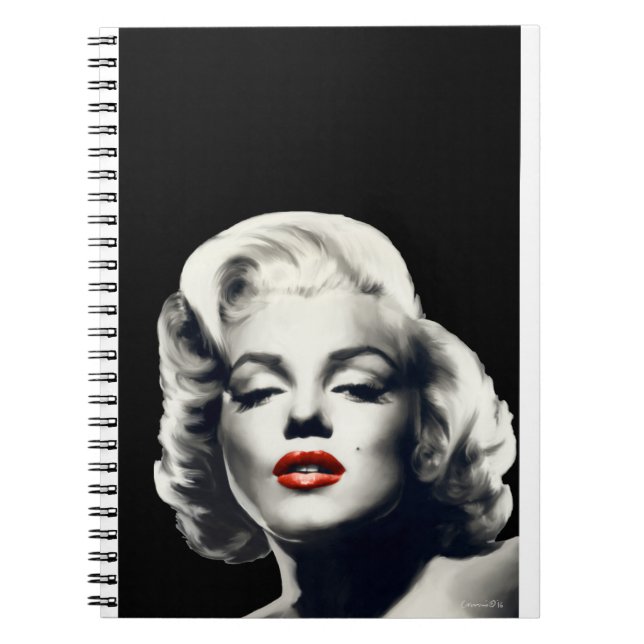 CON24BW-V4 rote Lippen Marilyn IN BLACK.tif Notizblock (Vorderseite)
