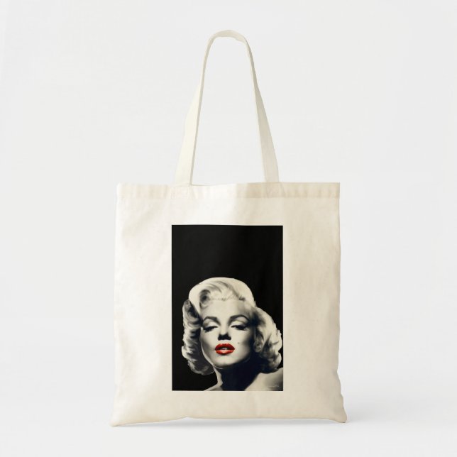 CON24BW-V4 rote Lippen Marilyn IN BLACK.tif Tragetasche (Vorne)