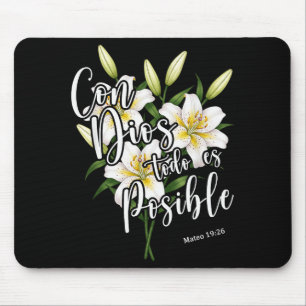 Con Dios Todo Es Posible-Shirt Christlich Spanisch Mousepad