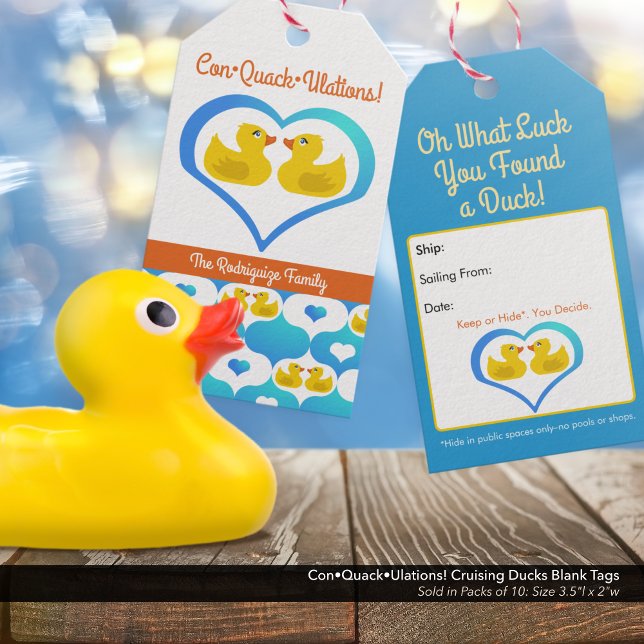 Con ・ Quack ・ Ulations! Blank der Cruise Ducks Geschenkanhänger (Personalized with your name Cruising Duck tags. Bulk order blank tags for all your cruises.)