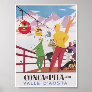 Conca di Pila Italien Vintage Skireise Poster