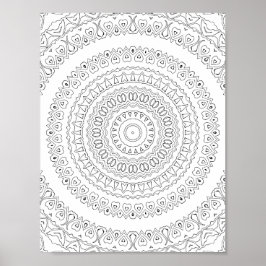 Concentric Heart Waves Coloring Page Pattern Art Poster