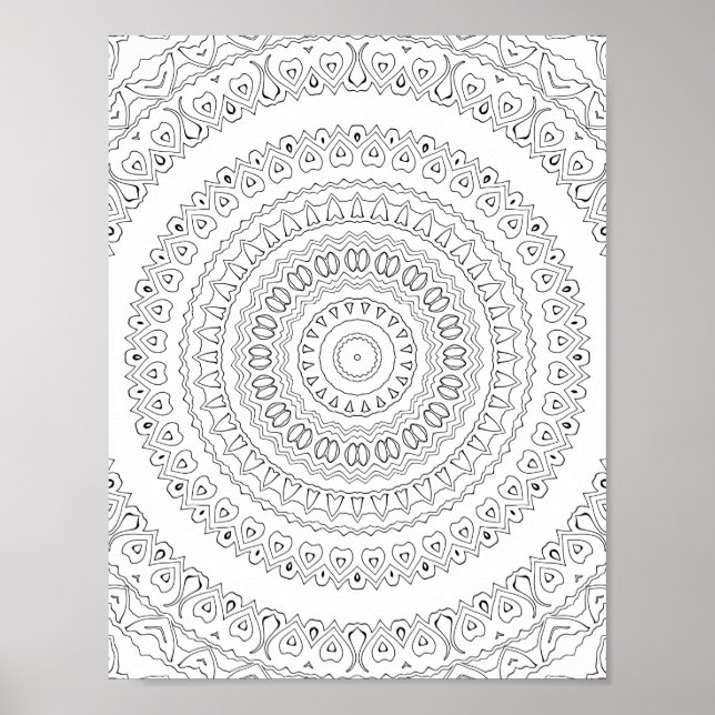 Concentric Heart Waves Coloring Page Pattern Art Poster (Vorne)
