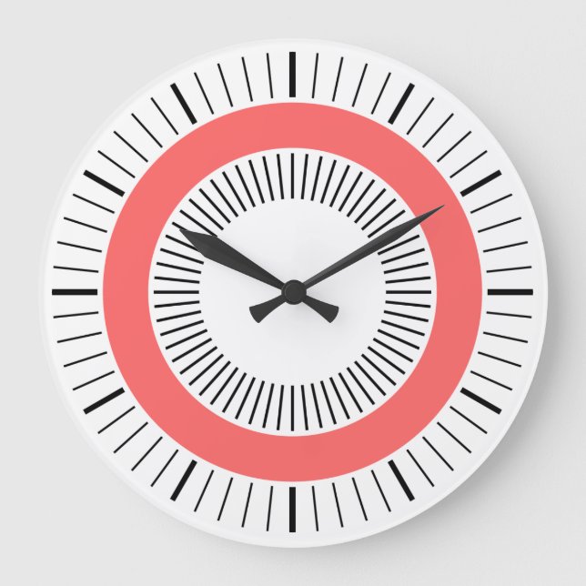 Concentric Rays - Tropical Pink Große Wanduhr (Vorderseite)