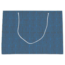 Concentric Wavy Squares on a mottled blue paintbox Große Geschenktüte