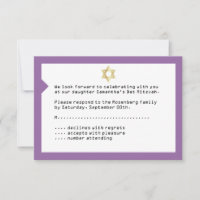Concept Ticket Bat Mitzvah UAWG Reply Card Lila