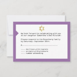Concept Ticket Bat Mitzvah UAWG Reply Card Lila RSVP Karte