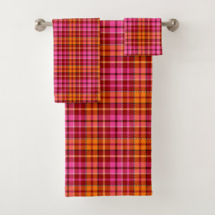 Conception à carreaux tartan rose orange rouge