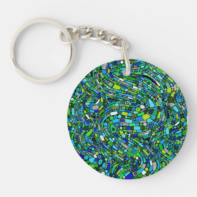 Conception Abstraite Formes Vagues Bleu Vert (Devant)