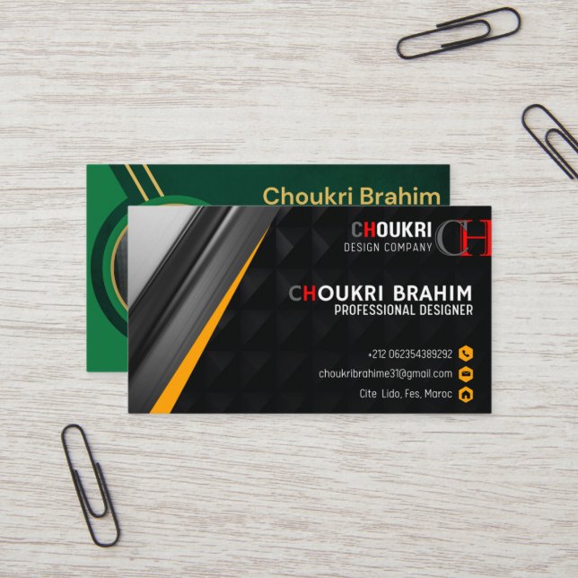 Conception Carte de visite professionnelle (Devant/Arrière en situation)