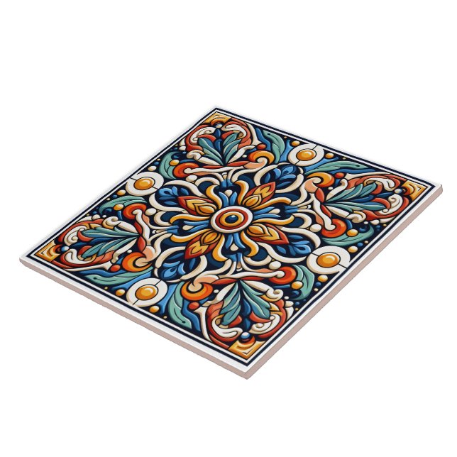 Conception complexe de carreaux floraux (Côté)