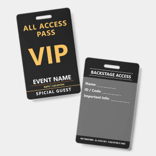 Conception de badge d'événement VIP – Accès comple