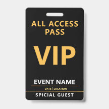 Conception de badge d'événement VIP – Accès comple