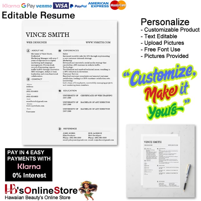 Conception de base de modèle de CV Personnalisatio (Basic Resume Template Design Easy Customization.)