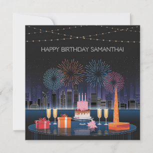 Conception de carte d'anniversaire avec Fireworks