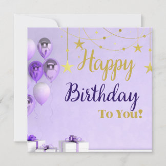 Conception de carte de joyeux anniversaire violet 