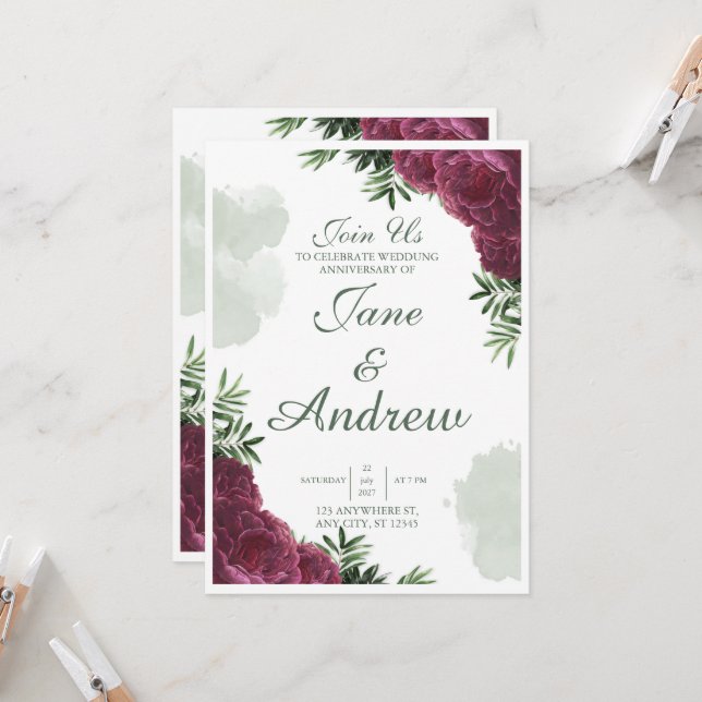 Conception de carte d'invitation de mariage (Devant/Arrière en situation)