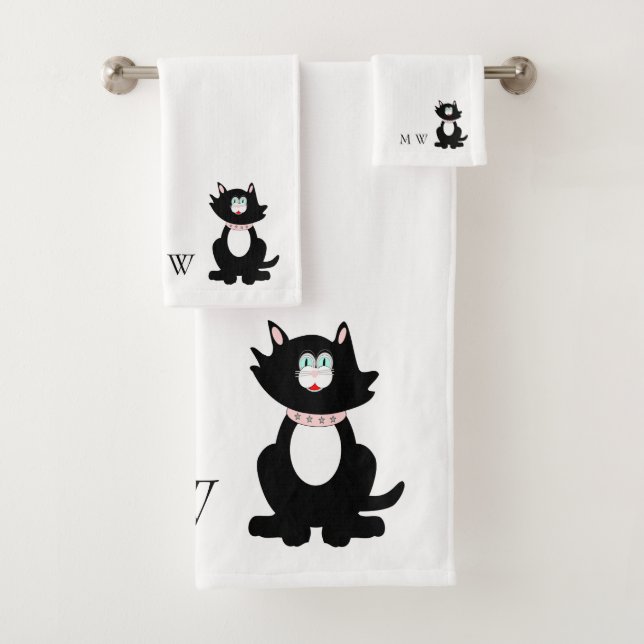 Conception de chat noir Monogramme (En situation)