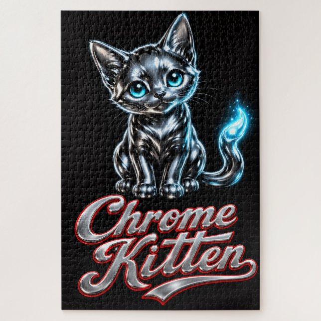 Conception de chaton chromé, puzzle  (Vertical)
