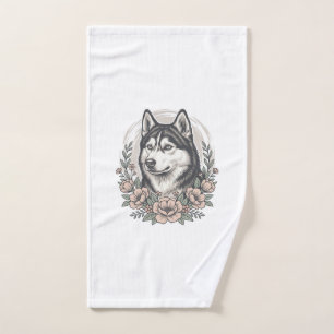 Conception de chemise de portrait floral Husky vin