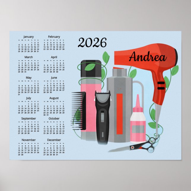 Conception de coiffeur Affiche de calendrier 2026 (Devant)