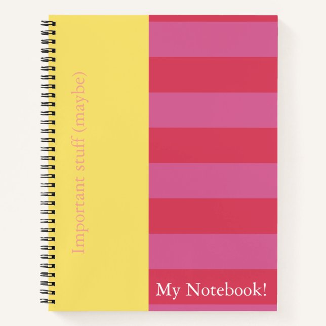 Conception de couverture de cahier rayée rose et j (Devant)