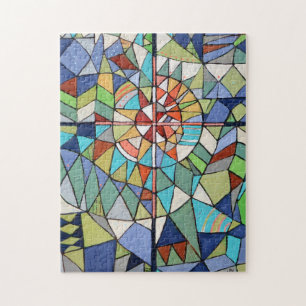 Conception de croix de verre tendue Puzzle multico