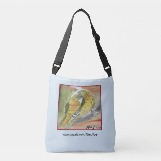 Conception de deux perruches par ni J sur le sac